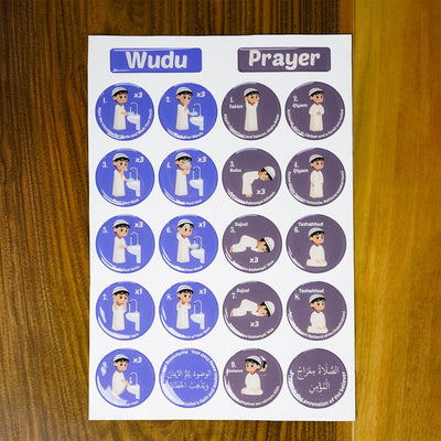 Wudu & Salah Visual Guide – 3D Resin Sticker for Kids