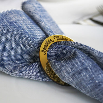 Ramadan Mubarak Circular Napkin Holder 6 Pcs - Iftar & Eid Table Decor - Islamic Wall Art Store