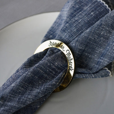 Ramadan Mubarak Circular Napkin Holder 6 Pcs - Iftar & Eid Table Decor - Islamic Wall Art Store