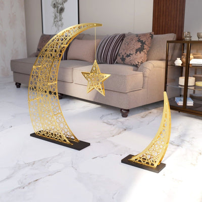 Rising Crescent & Star Ramadan Decor - Metal Islamic Home Decoration - Islamic Wall Art Store