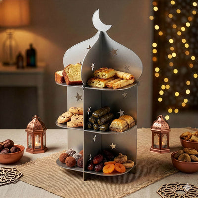 Metal Minaret Serving Stand – Ramadan Iftar Date & Sweet Tray