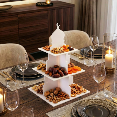 Ramadan Serving Stand – 3-Tier Acrylic Mosque Shaped Dessert & Date Holder