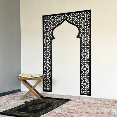 Wooden Mihrab with Allah & Muhammad Islamic Decor - Islamic Wall Art Store