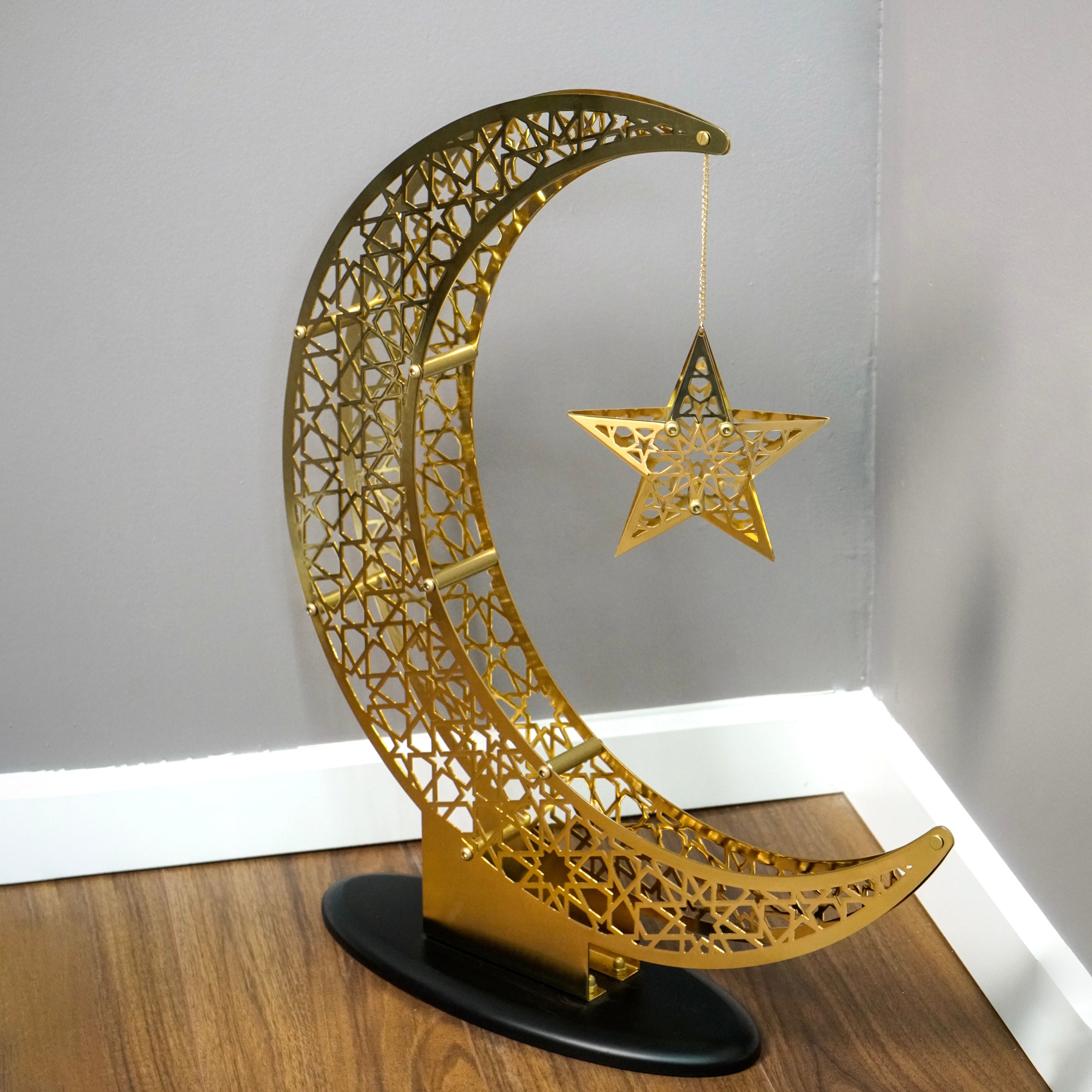 Große Metall-Mond- und Stern-Ramadan-Dekoration für Zuhause I Islamisc –  Islamicwallartstore