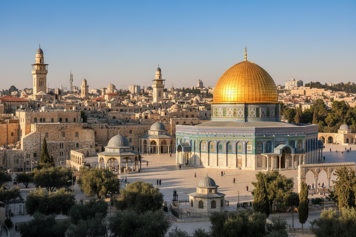 The Al-Aqsa Mosque in Jerusalem, header image for the Islamic Wall Art Store guide to its place in Islam and its cultural significance