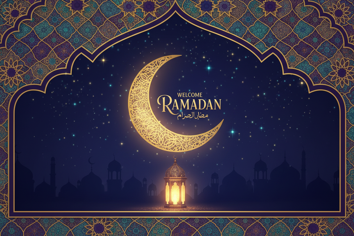 Ramadan welcome header graphic for the Islamic Wall Art Store guide to the meaning and practices of Ramadan