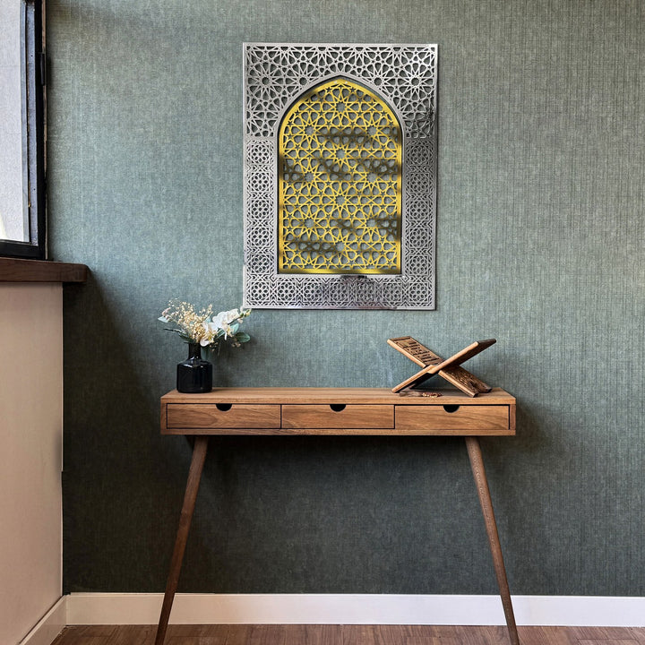 islamic-wall-art-shiny-metal-mihrab-design-islamic-artwork-in-gold-islamic-wall-decor-home-islamicwallartstore