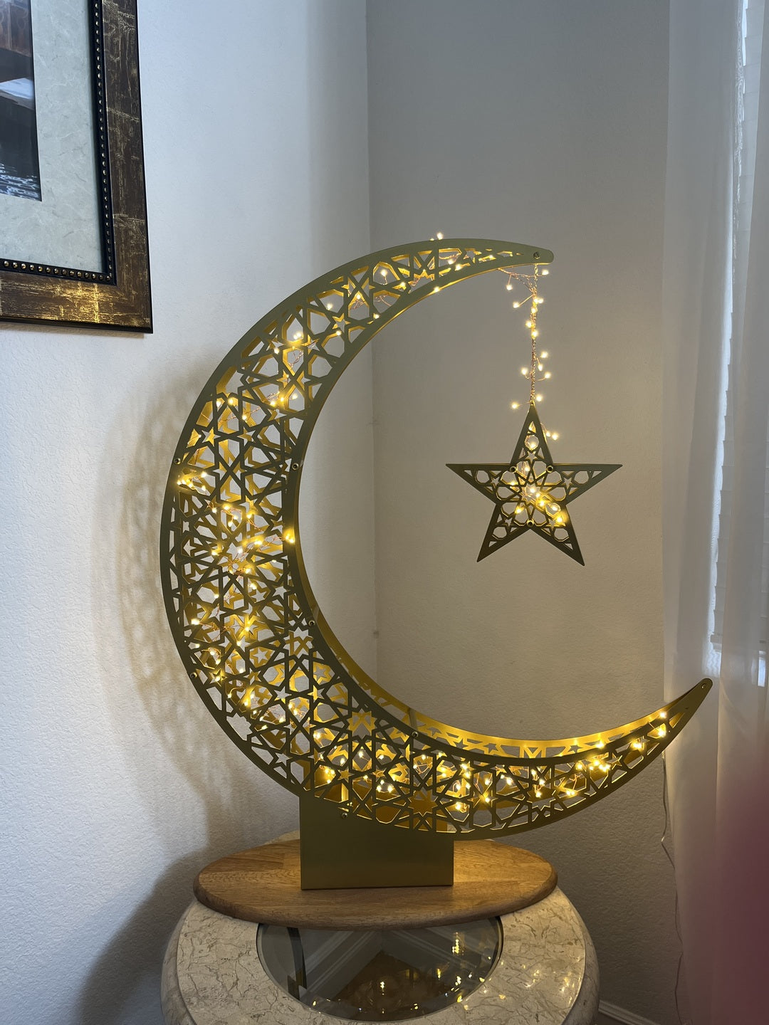 Décoration du Ramadan croissant de lune et étoile - Déco d'intérieur islamique en métal