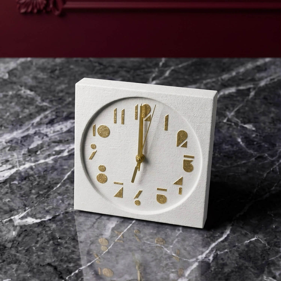 Latin Numbers Stone Desktop Clock Premium Decor