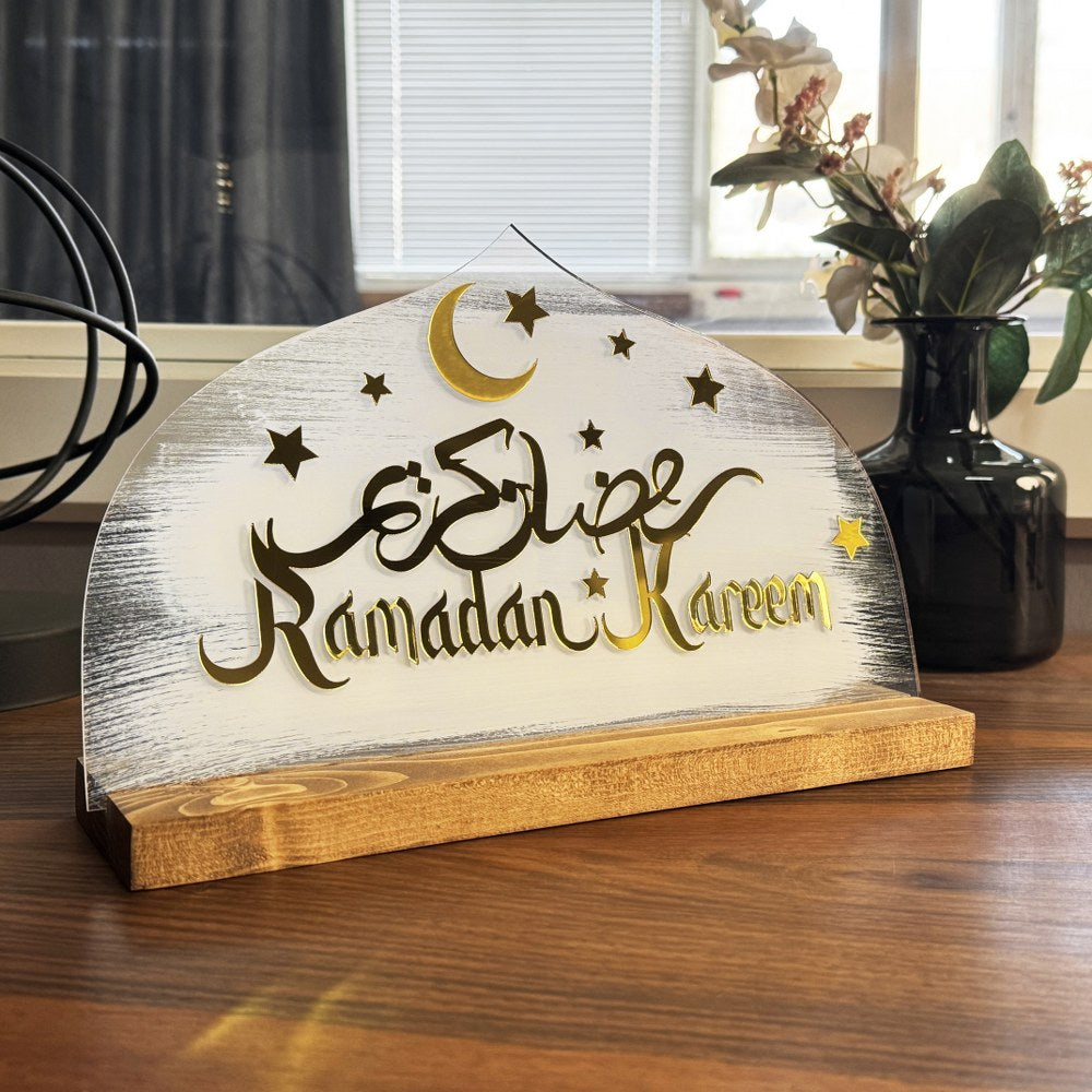 ramadan-kareem-latin-and-arabic-tabletop-decor-white-painted-plexiglass-handmade-islamicwallartstore