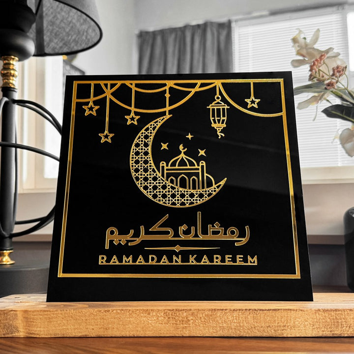 ideal-muslim-gift-ramadan-kareem-black-plexiglass-latin-arabic-square-tabletop-decor-islamicwallartstore