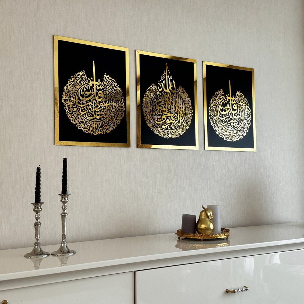 set-of-ayatul-kursi-surah-al-falaq-surah-an-nas-wood-islamic-wall-art-gold-on-black-meaningful-gift-islamicwallartstore