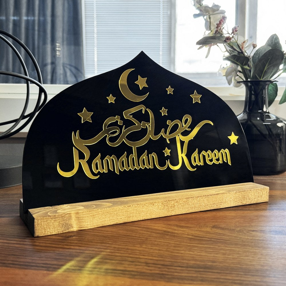 ramadan-kareem-latin-arabic-tabletop-decor-black-painted-plexiglass-handmade-islamicwallartstore