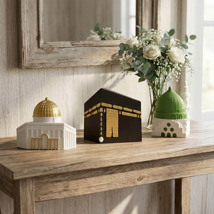 Kaaba, Al-Aqsa, Al-Nabawi Set of 3 Masjids - Stone Islamic Table Decor