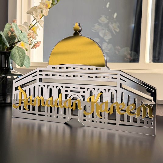 Ramadan Kareem Masjid Al-Aqsa Cadeau islamique Décor de table islamique en bois 