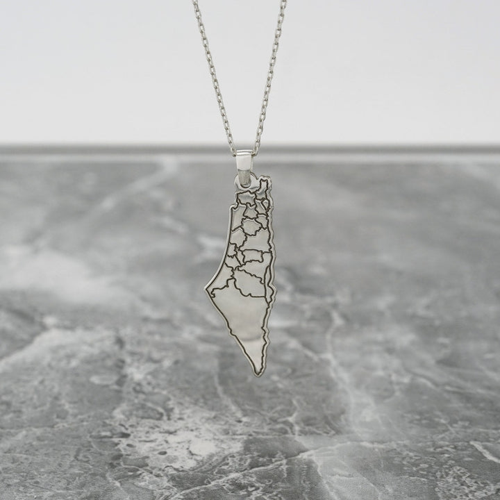 🎁 Bijoux Palestine - Collier contour carte Palestine en argent plaqué or 18 carats (100 % de réduction)