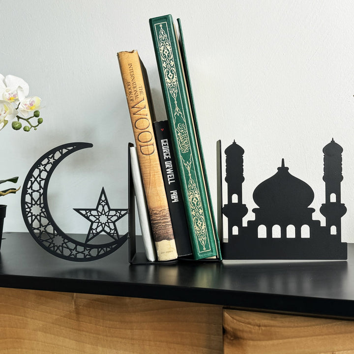 mosque-and-crescent-metal-bookend-islamic-home-decor-functional-art-piece-islamicwallartstore