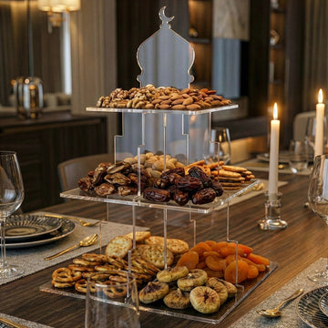 Ramadan-Etagere – Dessert- & Dattelhalter aus Acryl mit 3 Etagen in Moscheeform