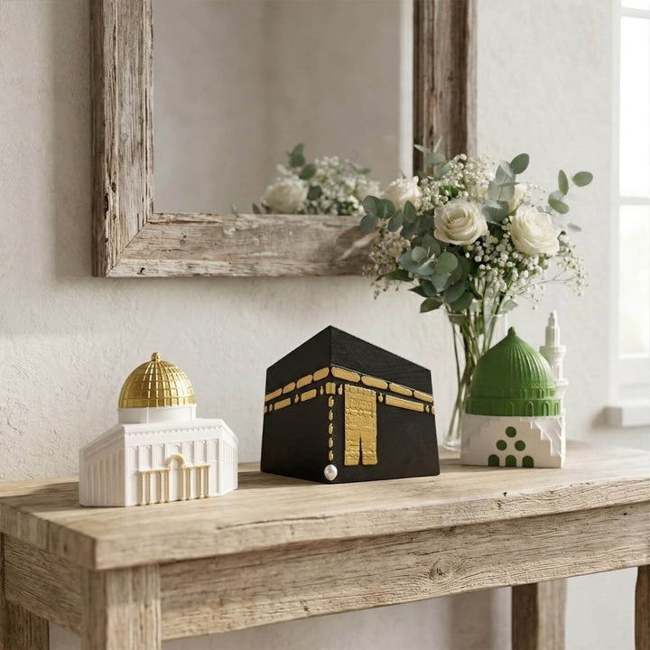 Kaaba, Al-Aqsa, Al-Nabawi Set of 3 Masjids - Stone Islamic Table Decor
