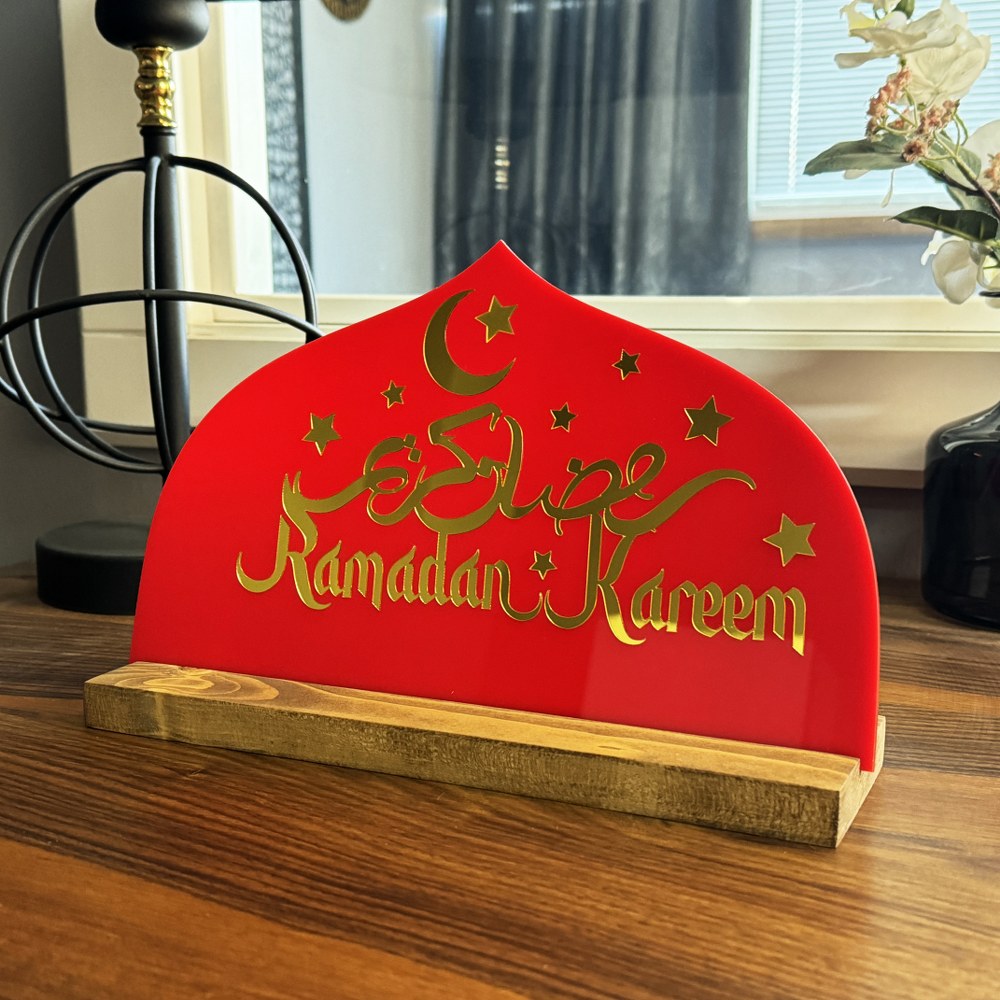 handmade-ramadan-decor-latin-arabic-wooden-based-tabletop-red-plexiglass-islamicwallartstore
