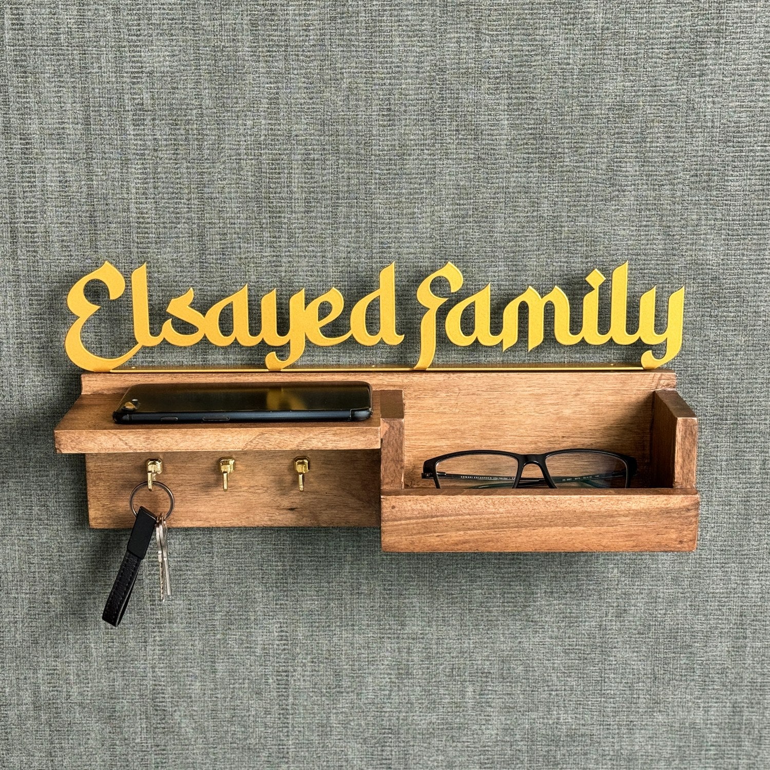 Wood Key Holder Personalized Family Sign