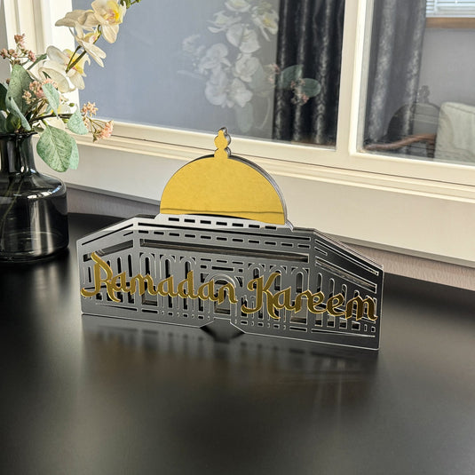 Ramadan Kareem Masjid Al-Aqsa Cadeau islamique Décor de table islamique en bois 