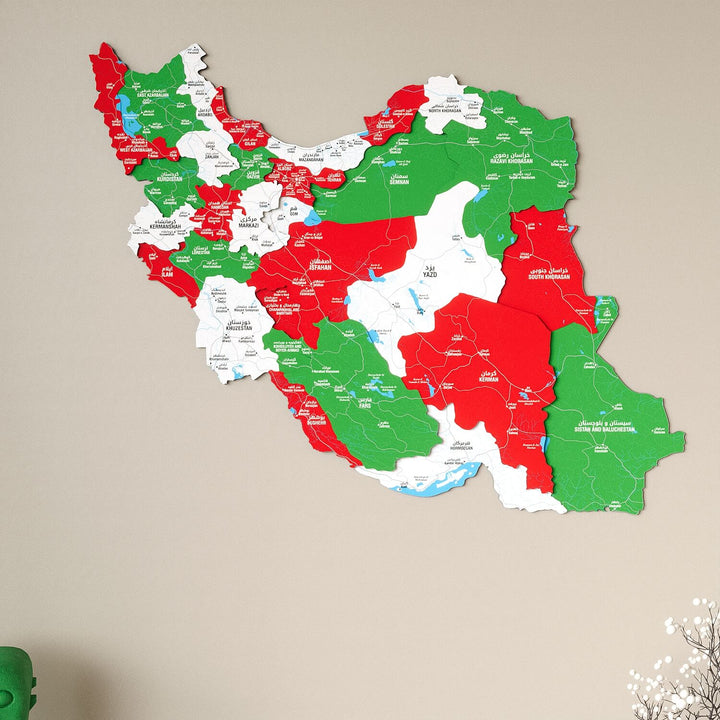Colorful Iran Wooden Wall Map Heritage Home Decor