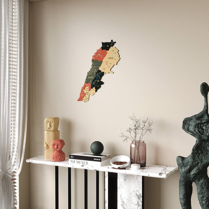 Colorful Lebanon Wooden Wall Map 3D Heritage Decor