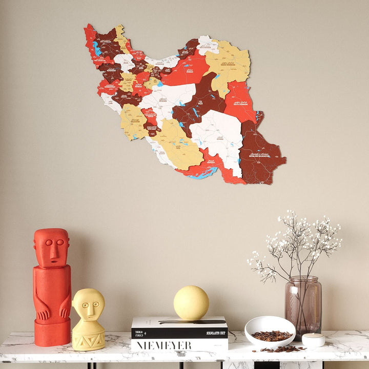 Colorful Iran Wooden Wall Map Heritage Home Decor