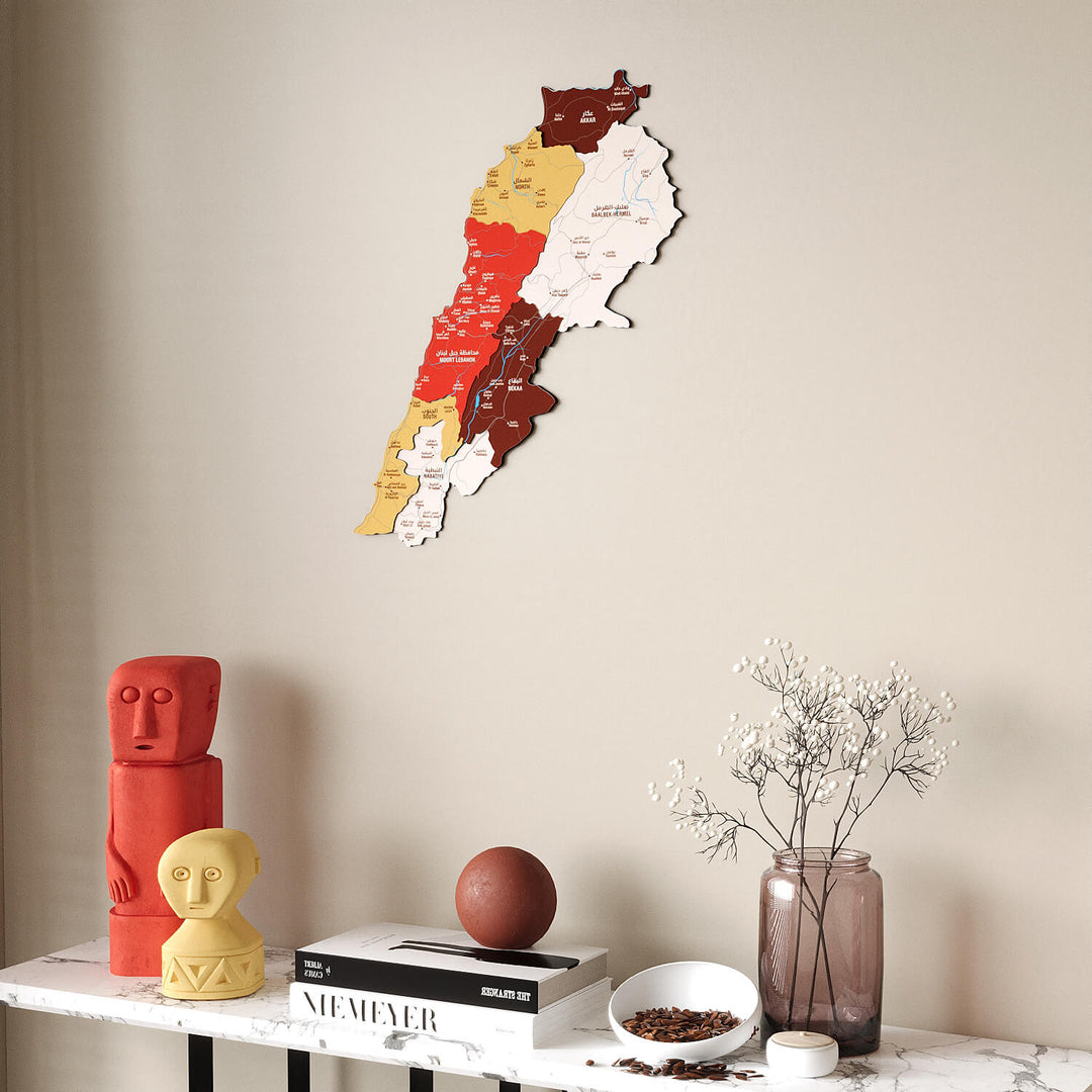 Colorful Lebanon Wooden Wall Map 3D Heritage Decor