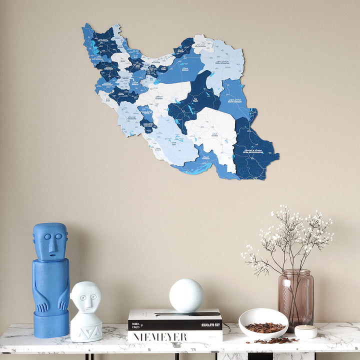 Colorful Iran Wooden Wall Map Heritage Home Decor