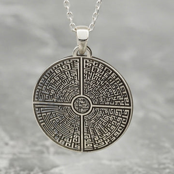 4 Qul Kufic Muslim Jewelry - 18K Gold Plated Silver Islamic Pendant - Islamic Wall Art Store