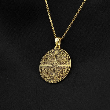 4 Qul Kufic Muslim Jewelry - 18K Gold Plated Silver Islamic Pendant - Islamic Wall Art Store