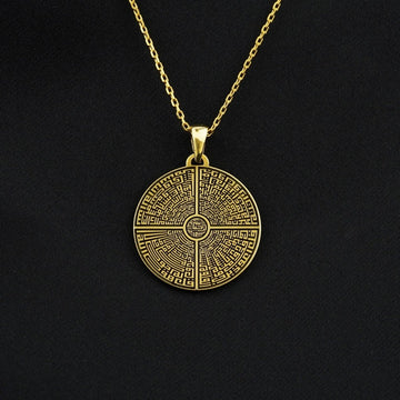 4 Qul Kufic Muslim Jewelry - 18K Gold Plated Silver Islamic Pendant - Islamic Wall Art Store