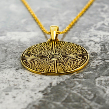 4 Qul Kufic Muslim Jewelry - 18K Gold Plated Silver Islamic Pendant - Islamic Wall Art Store