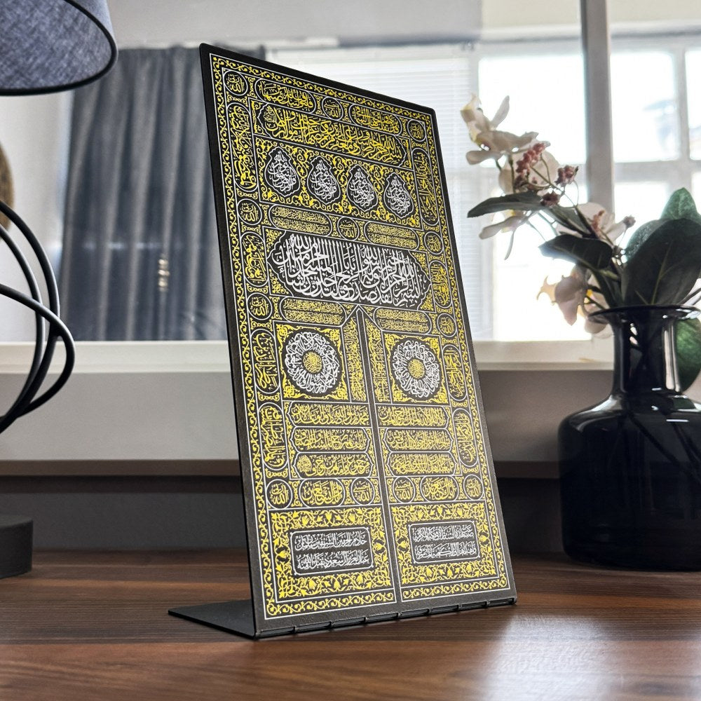 islamic-tabletop-ramadan-decor-kiswa-kaaba-gate-uv-metal-print-unique-islamicwallartstore