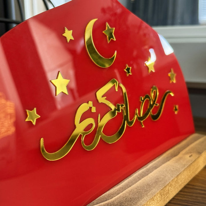 muslim-gift-ramadan-kareem-tabletop-decor-red-plexiglass-arabic-style-islamicwallartstore