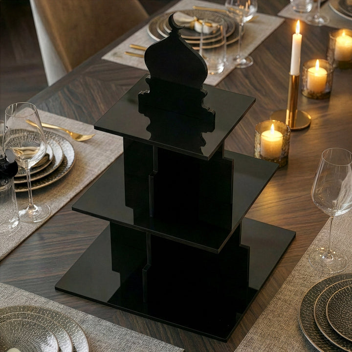 Ramadan Serving Stand – 3-Tier Acrylic Mosque Shaped Dessert & Date Holder