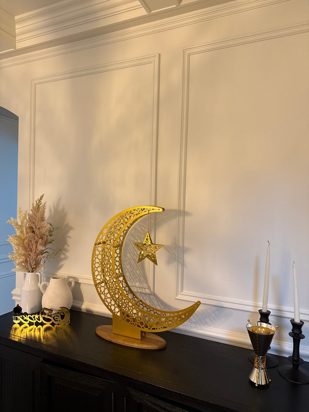 Décoration du Ramadan croissant de lune et étoile - Déco d'intérieur islamique en métal
