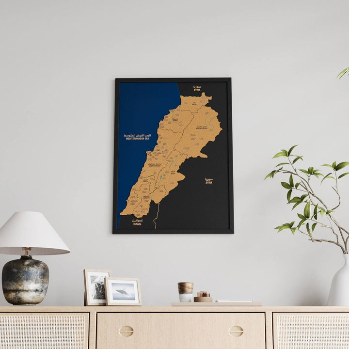 Framed Lebanon Cork Map Premium Wall Decor