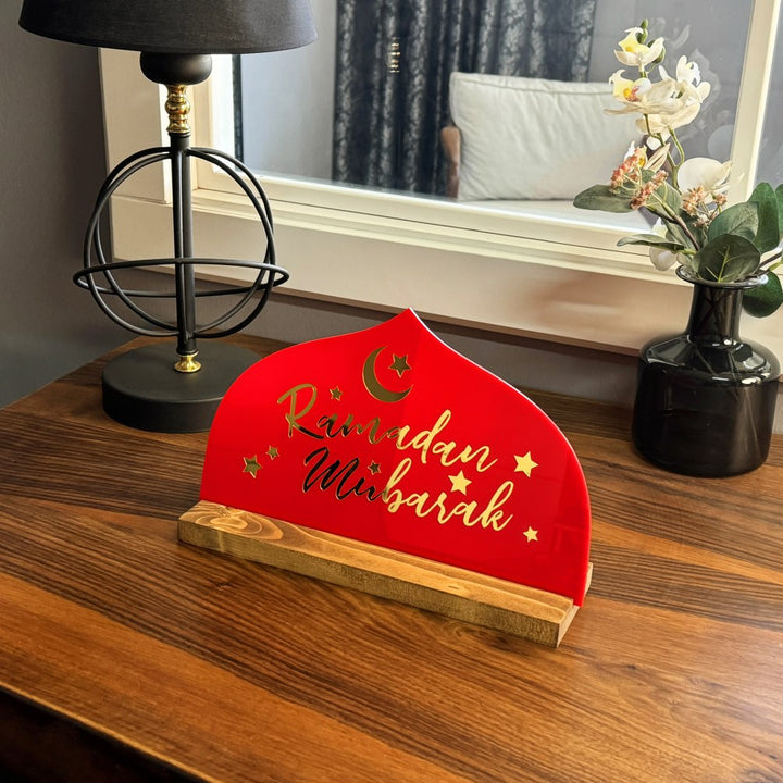 ramadan-decor-wooden-based-tabletop-latin-ramadan-mubarak-red-plexiglass-islamicwallartstore