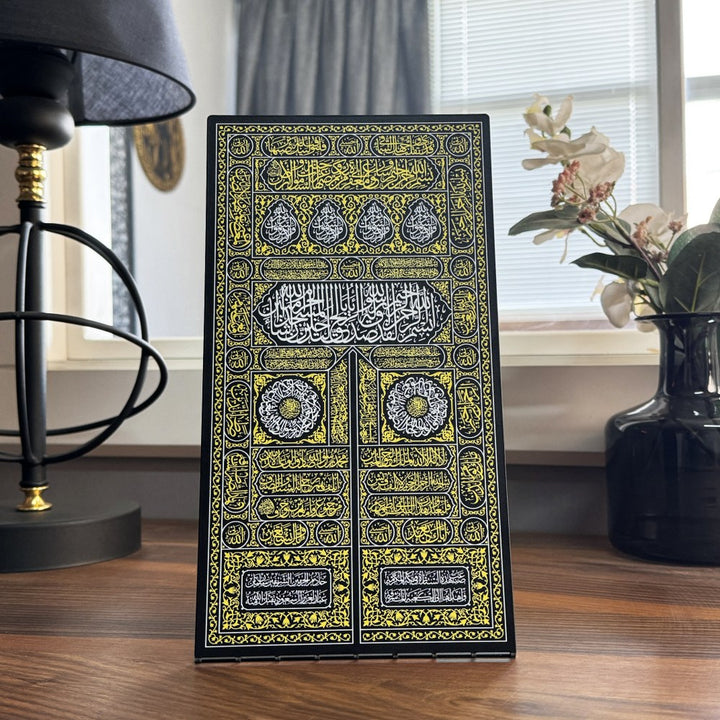 uv-print-on-metal-kiswa-kaaba-gate-design-ideal-muslim-gift-ramadan-table-decor-islamicwallartstore