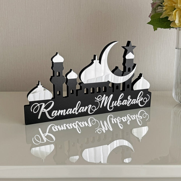 elegant-silver-colored-ramadan-mubarak-wood-and-acrylic-islamic-decor-tabletop-piece-islamicwallartstore
