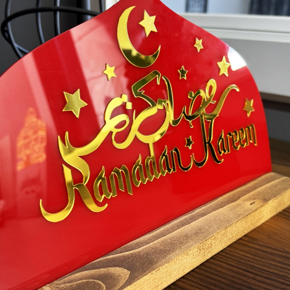 muslim-gift-ramadan-kareem-tabletop-decor-red-plexiglass-latin-arabic-style-islamicwallartstore