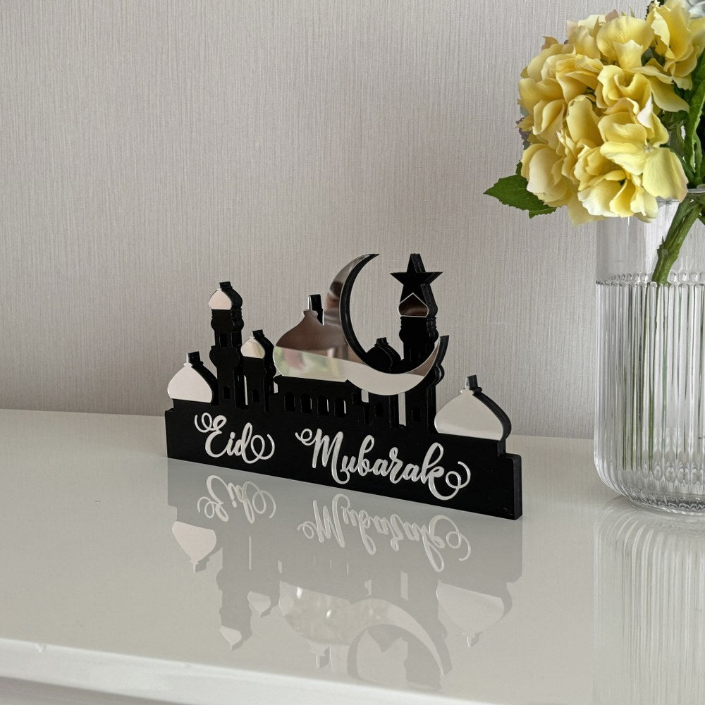 silver-eid-mubarak-islamic-table-decor-special-ramadan-handcrafted-wood-acrylic-piece-islamicwallartstore