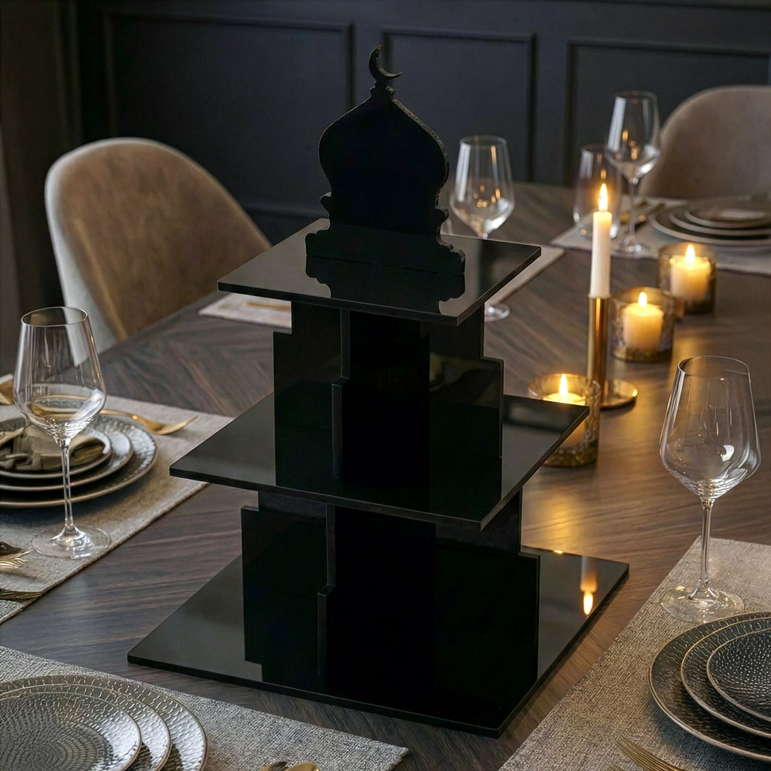 Ramadan Serving Stand – 3-Tier Acrylic Mosque Shaped Dessert & Date Holder