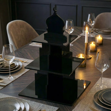 Ramadan-Etagere – Dessert- & Dattelhalter aus Acryl mit 3 Etagen in Moscheeform