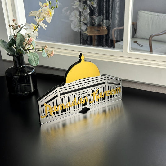 Ramadan Kareem Masjid Al-Aqsa Cadeau islamique Décor de table islamique en bois 