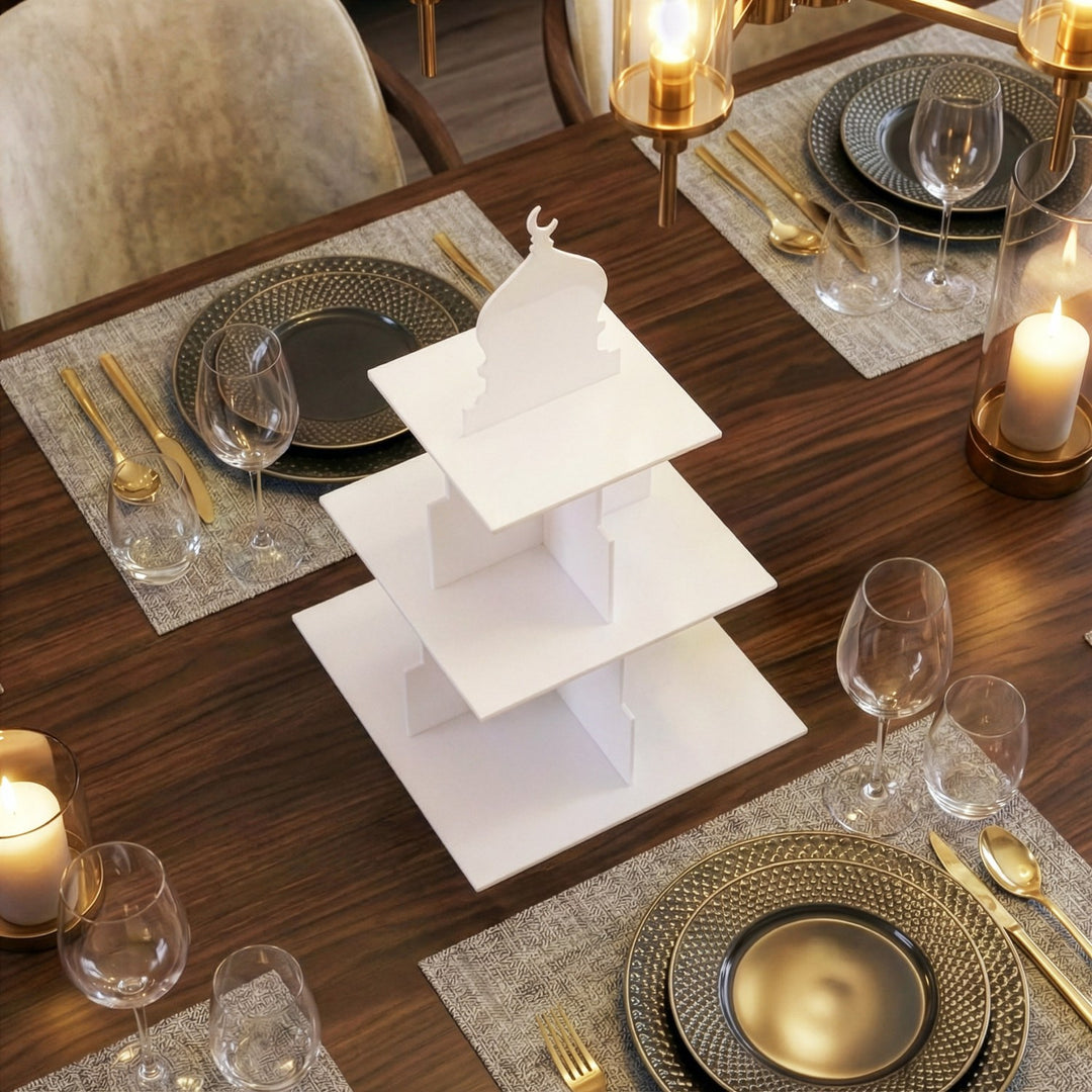 Ramadan Serving Stand – 3-Tier Acrylic Mosque Shaped Dessert & Date Holder