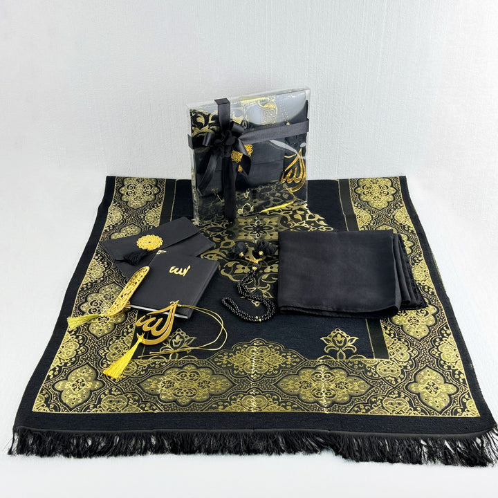 durable-black-travel-prayer-mat-for-muslims-sejadah-rug-and-prayer-accessories-gift-set-islamicwallartstore